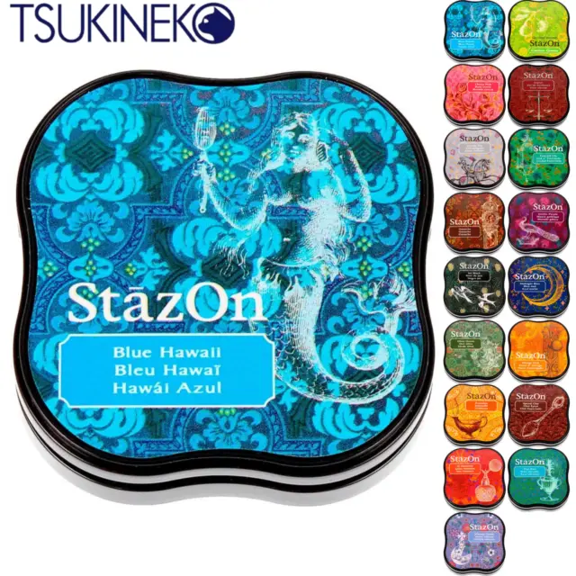 Tsukineko StazOn Midi Pad - All Colours Rubber Stamp Quick Dry Embossing 58 x 58