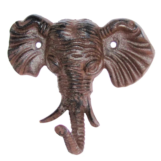 Cast Iron Wall Mount Male Elephant Head Hook coat hat key ring bath towel rack