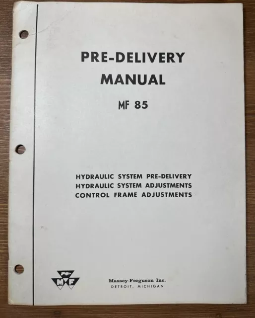 Vintage Massey Ferguson Pre Delivery MF 85 Farm Owners Manual Book