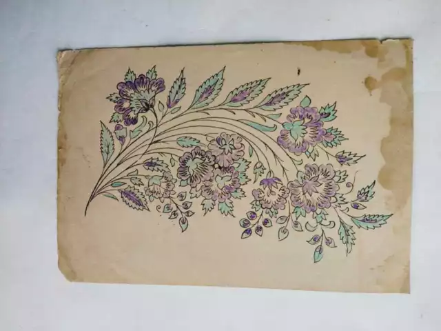Old Textile floral handmade design on aged sheet collectible piece of art