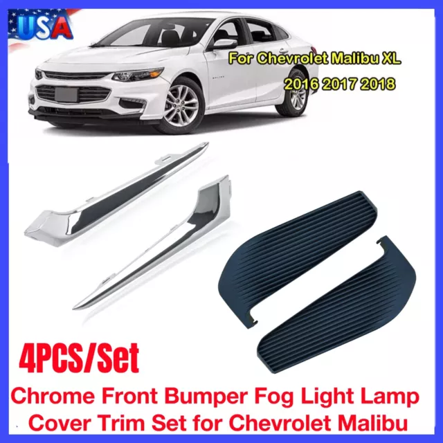4PCS Bumper Grille Hole Fog Light Lamps Cover Trim For Chevrolet Malibu XL 16-18
