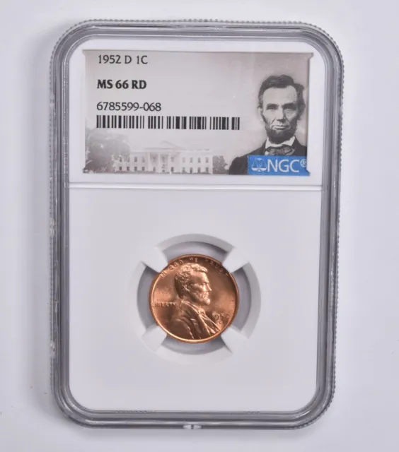 MS66 RD 1952-D Lincoln Wheat Cent NGC Special Lbl