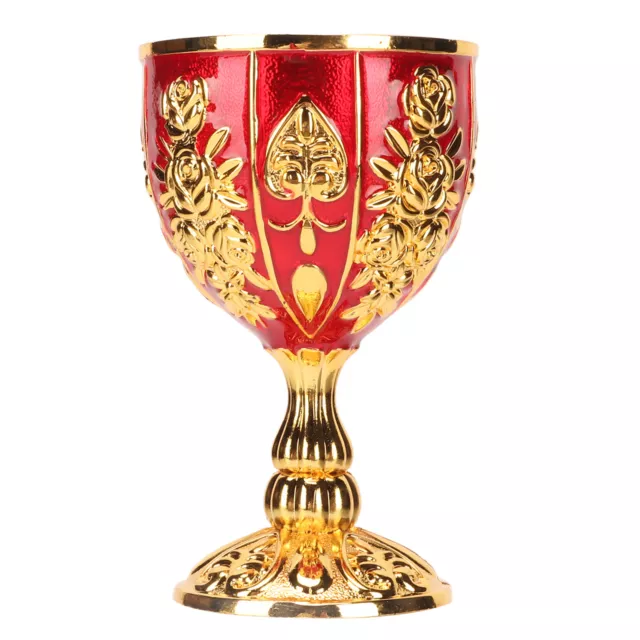 Gold Chalice 4 Inch High Embossed Flower Pattern Pimp Cup For Party(Gold Red)