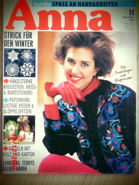 ANNA Burda Spass an Handarbeiten 11/91 Strick f d Winter Patchwork Teddys selber