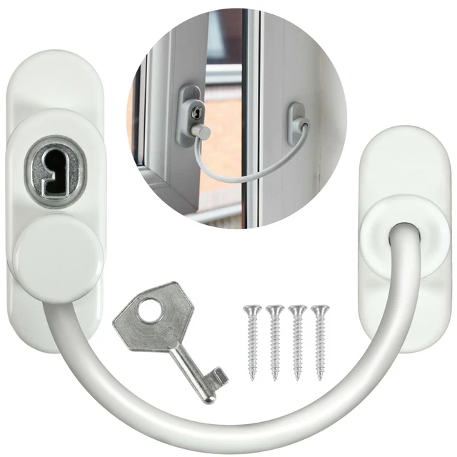 WHITE WINDOW DOOR Restrictor Safety Locking UPVC Child Baby Security