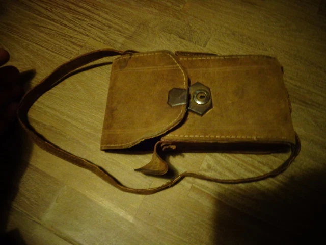 Sacoche / Trousse Vintage En Cuir Marron YONGER & BRESSON - Occasion Unisexe