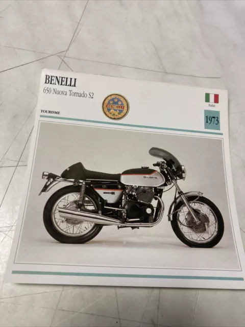 Benelli 650 Nuova Tornado S2 1973 carte moto de collection Atlas Italie