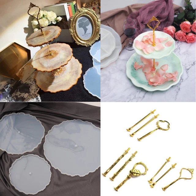 DIY 3-Tiers Obstschale Bahn Harz Casting Silikon Form Stehen Achat Epoxy