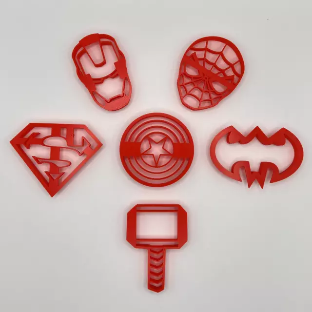 Super Hero Set of 6 Superman, Batman, Spiderman, Ironman Fondant/ Cookie Cutter