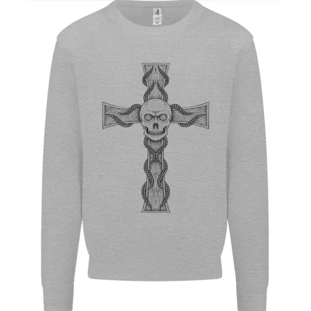 Felpa Maglione Uomo A Gothic Skull and Tentacles on a Cross