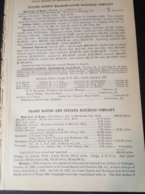 1888 train report GRAND RAPIDS & INDIANA RAILROAD Carey Hobart Olga Michigan