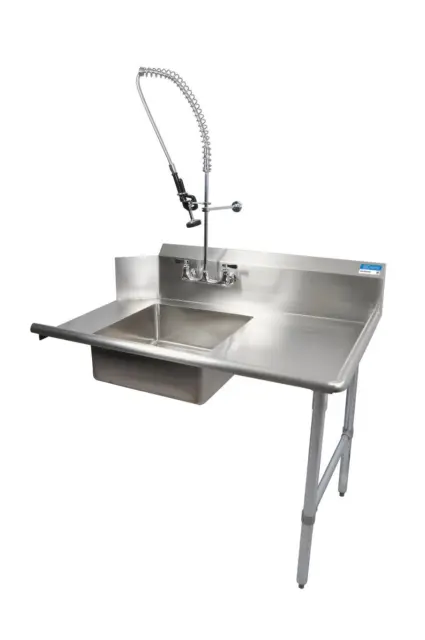 BK Resources 60" Soiled Straight Dishtable Right Side w/ Pre-Rinse Faucet