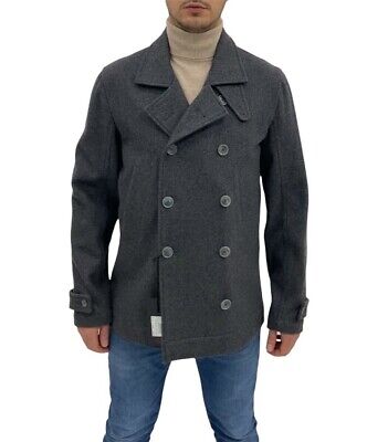 Cappotto doppiopetto uomo REPORTER, grigio regular fit in misto lana, -70%.