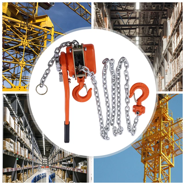 1.5Ton Manual Chain Puller Block Hoist Ratchet Type w/ 2 Chain Hook 3300lbs