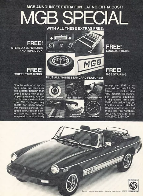 1977 British Leyland MG MGB - Special  - Classic Vintage Advertisement Ad D150