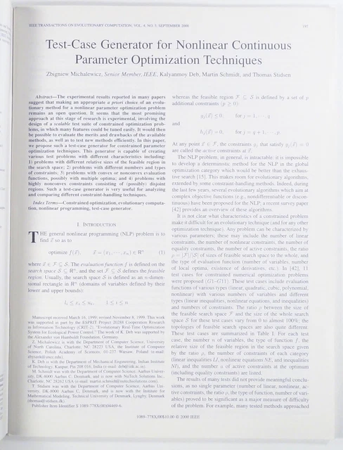 2000 SEP IEEE EVOLUTIONARY COMPUTATION genetic algorithms MACHINE ...
