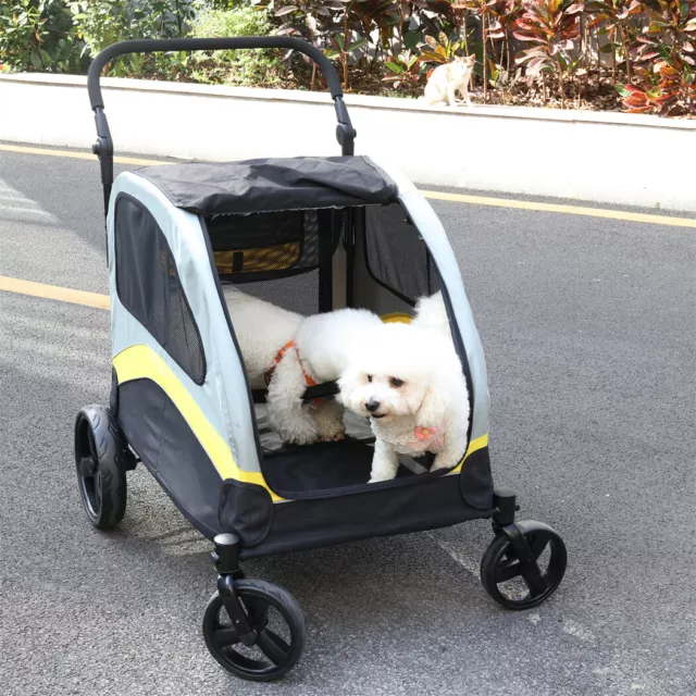 Carrito de perro coche perro carrito de perro con partición para 2 perros pequeños y medianos