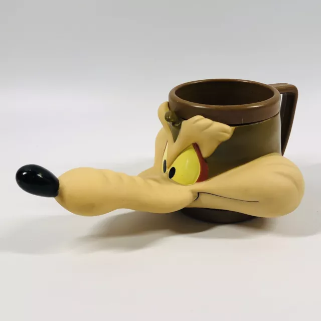 Looney Tunes 3D Face Mugs Taz Tweety Wiley Cups Plastic Lot of 3
