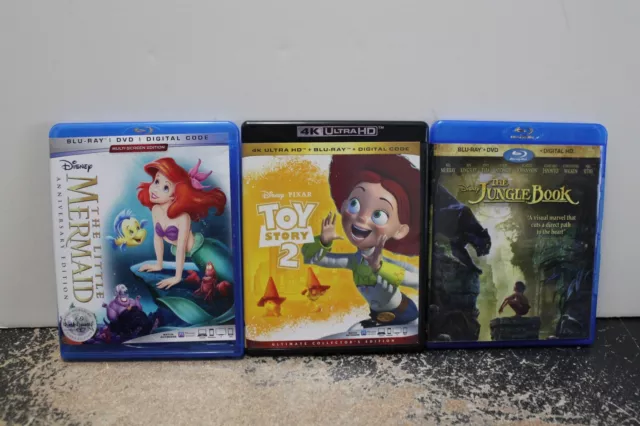 Lot of 3 Disney blurays/The Jungle Book; The Little Mermaid; Toy Story 2
