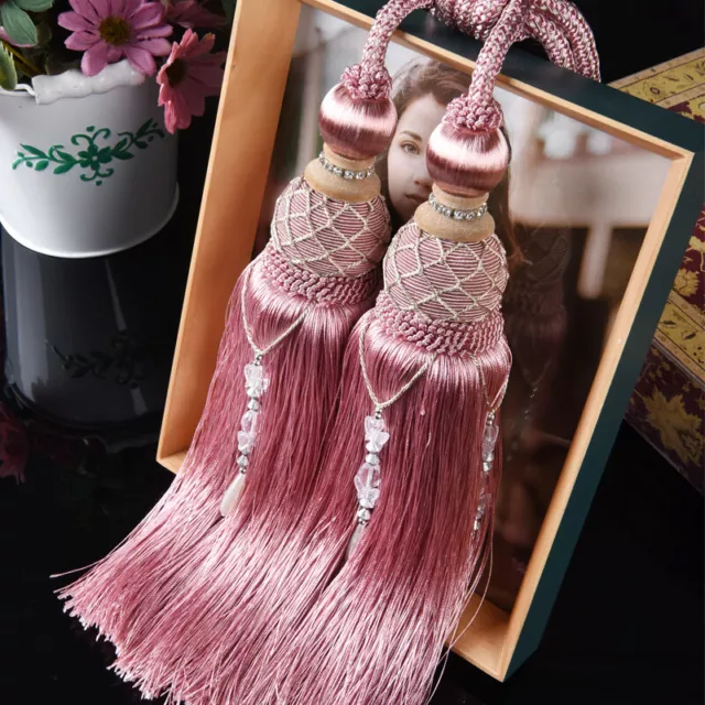 1 Pair Curtain Brush Tiebacks Fringe Hanging Pendant Curtain Buckle Tassel Decor