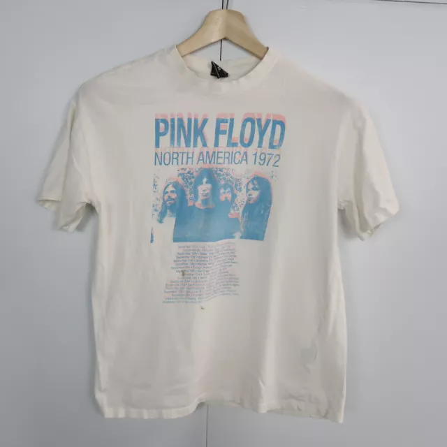 Pink Floyd Womens T-Shirt Size 10 White Retro 1972 Tour Rock Band Top