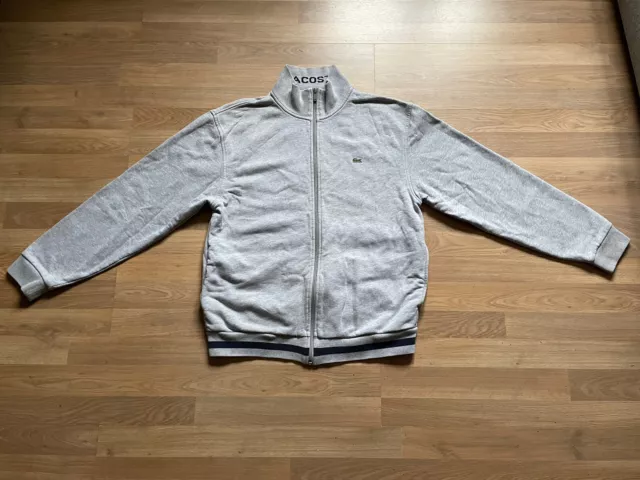 LACOSTE MENS FULL Zip Tracksuit Top Grey Lacoste Size 3 Small