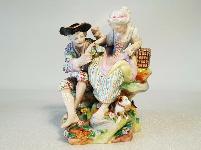 🚶 groupe statuette figurine en porcelaine ALLEMANDE ?   "couple & oiseaux"