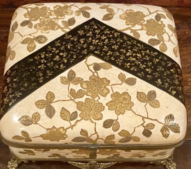 Antique French Enamel Box Japonisme Signed Aesthetic Movement