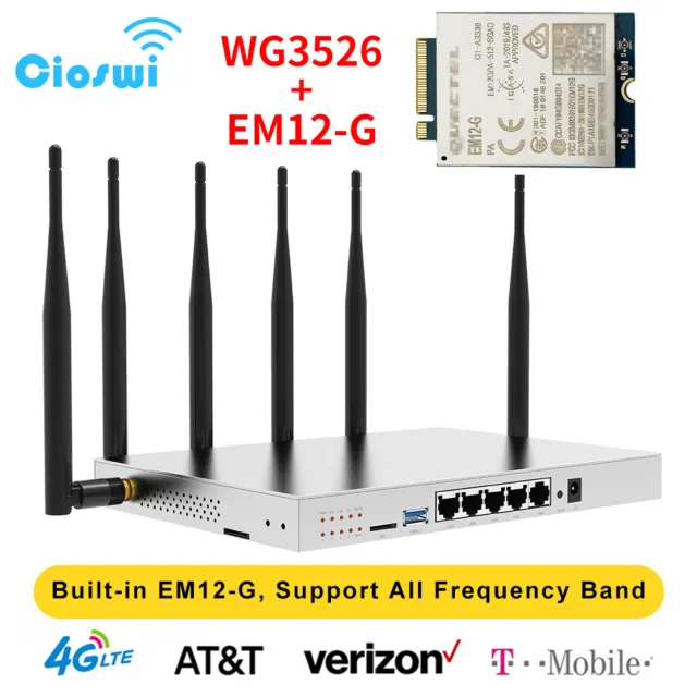 WG3526 4G LTE WiFi Router SIM Card Unlocked Wireless Hotspot 1200Mbp CAT12 Modem