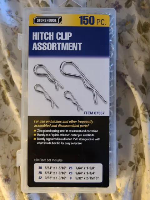 150Pc Hitch Clip Assortment Hair Cotter Pin Tractor Towing R Quick Release Pull