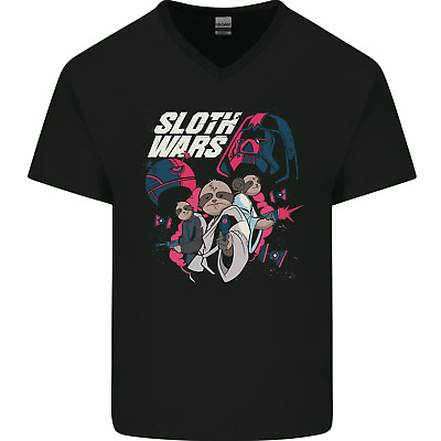 Sloth Wars Funny TV & Movie Parody Mens V-Neck Cotton T-Shirt