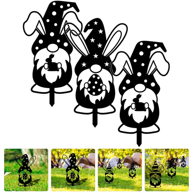 3pcs Acrylzwerg Yard Arts Dekorative Zwerg Silhouette Yard Pfahl Rasenboden