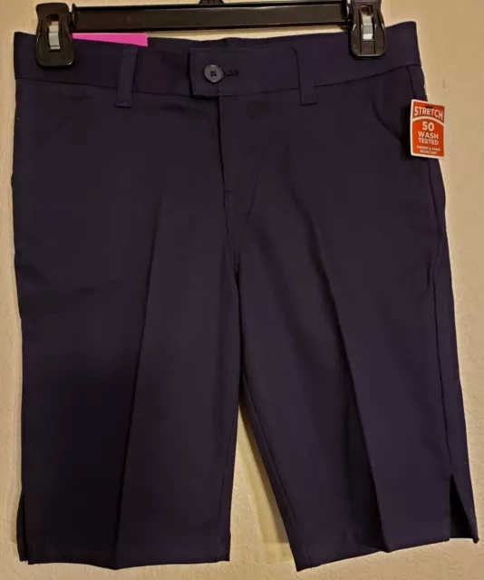 NWT LOT of 2 French Toast Girls Navy Uniform Bermuda Shorts-Waist Tabs  (Size 7)