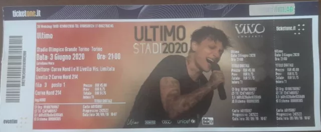 Vendo 1 Biglietti per il  concerto di Ultimo a Torino il 22 giugno 2022