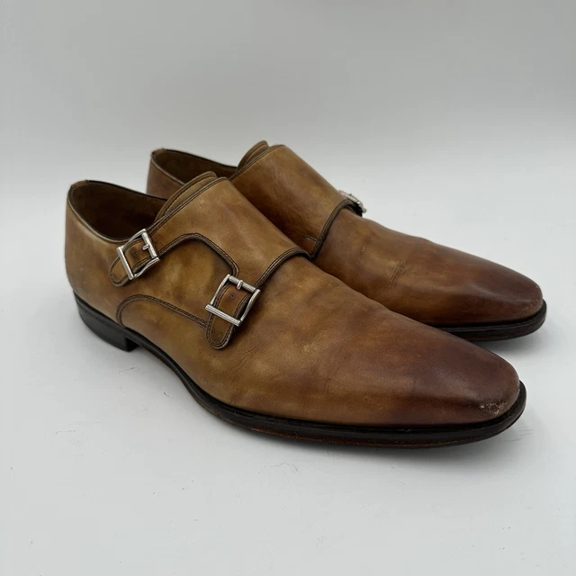 MAGNANNI MIRO DOUBLE Monk Strap Brown Leather Dress Shoes  display picture 1