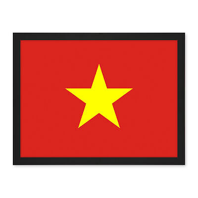 Póster de Vietnam Bandera Nacional Banderas Mundiales País Enmarcado Arte Imagen Impreso 18X24