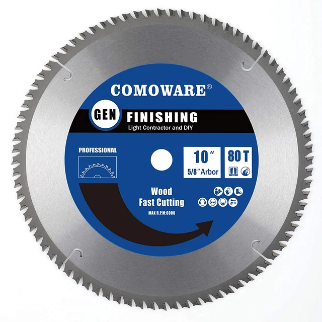 Circular Miter Saw Blade- 10 Inch 80 Tooth, ATB Premium Tip, Anti-Vibration, 5/8