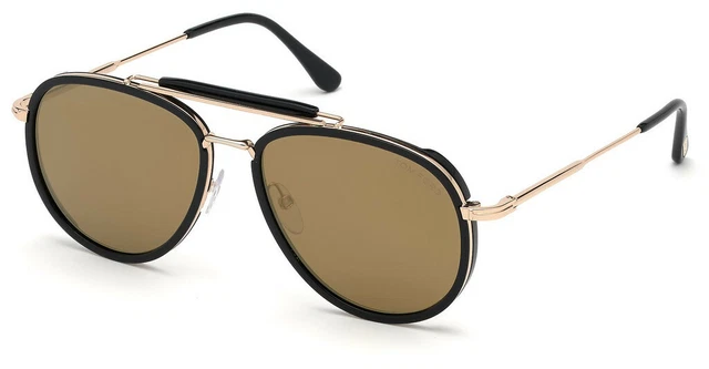 TOM FORD TRIPP TF666 01G GOLD BLACK w BRONZE MIRROR LENS AVIATOR SUNGLASS ITALY