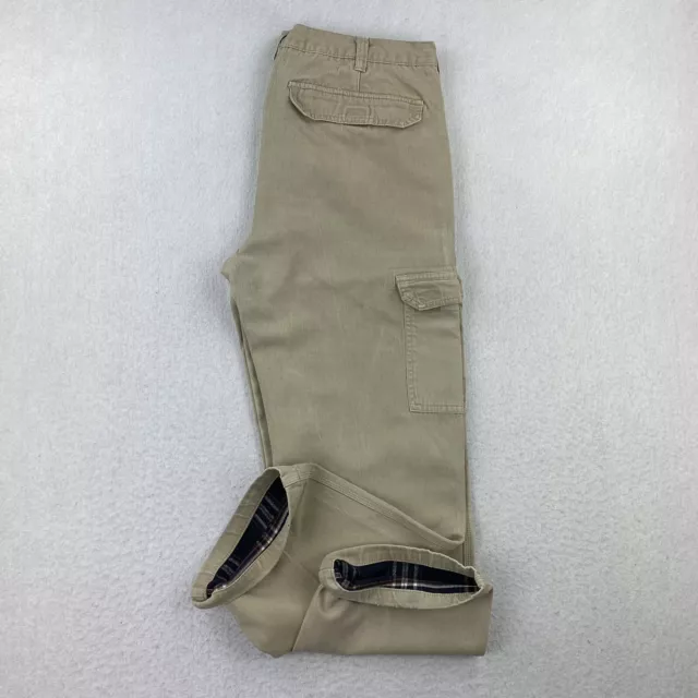 Flannel Line Cargo Canvas Work Pants Men's 38x29 Relaxed Fit Khaki by Stanley