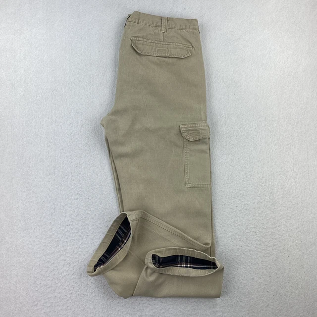 Flannel Line Cargo Canvas Work Pants Men's 38x29 Relaxed Fit Khaki by Stanley