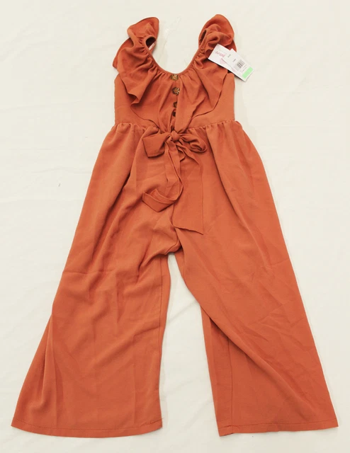 Bonnie Jean Girl's V-Neck Flutter Sleeve Jemila Jumpsuit EJ2 Coral Size 8 NWT