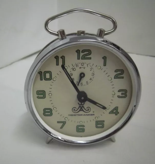 Age Réveil Argent Meister Anker Mécanique Vintage Horloge