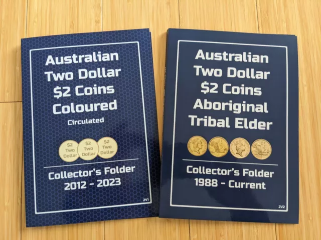 e2V1n -e2v2 Two Dollar $2 Coloured Coin Album Vol 1 & Vol 2 (NO COINS INCLUDED)