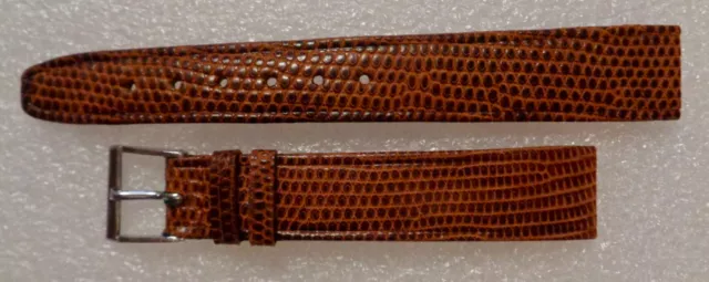 GENUINE LIZARD LEATHER - Vintage Brown Watch Strap 16 mm - New Old Stock-