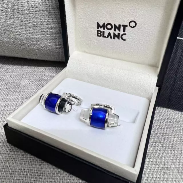 Montblanc Bleu Boutons De Manchette Blue Cufflinks