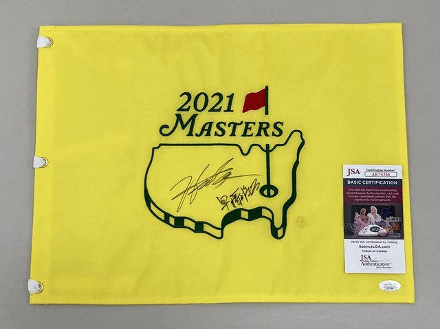 Hideki Matsuyama & Shota Hayafuji Signed 2021 Masters Pin Golf Flag-JSA COA
