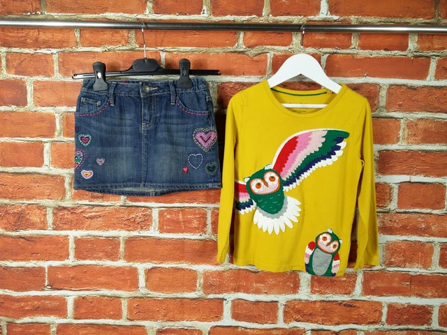 Girls Bundle Age 6-7 Years Mini Boden Gap Denim Skirt Long Sleeve Tee Owl 122Cm
