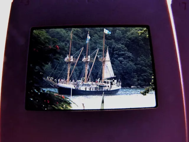 2-Vintage 35mm Slide Film Travel Photograph Three Masted Schooner Sailing Ship