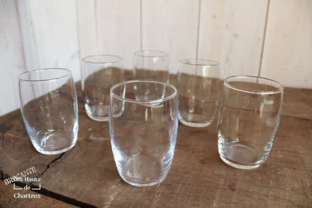 Lot de 6 gobelets anciens en verre soufflé