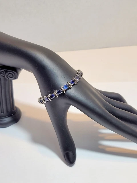 Gorgeous 18.50Ctw Oval Blue Sapphire 925 Sterling silver Tennis Bracelet 7" Gorgeous 18.50Ctw Oval Blue Sapphire 925 Sterling silver Tennis Bracelet 7"